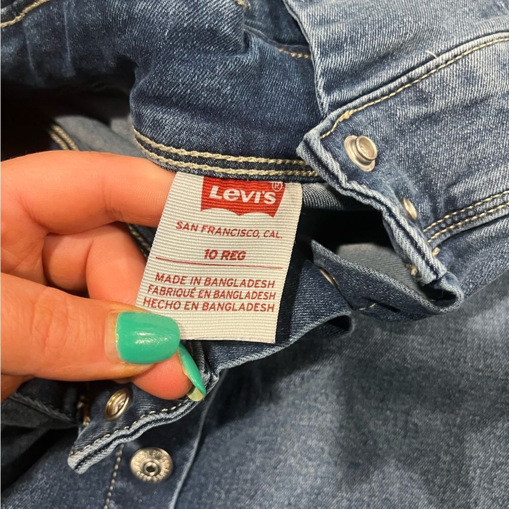 Levi's Youth Girls Denim Skirtall Button Front A-Line Skirt V-Neck Blue Size 10 - Picture 5 of 6